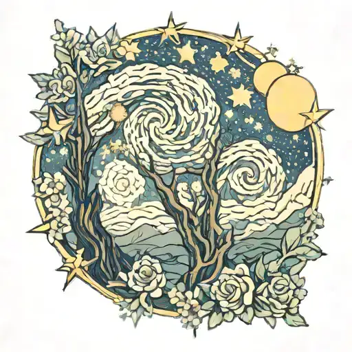 van gogh starry night tattoo design idea