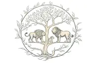 lions tales family tree tattoo design idea