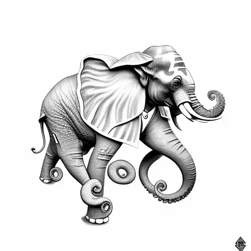 elephant octopus tattoo design idea