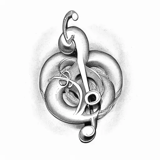 a heart made out of a treble clef and a bass clef tattoo design idea