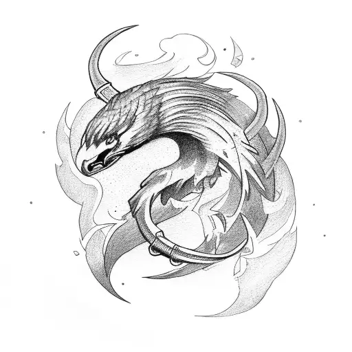 Phoenix arm sleeve with Sagittarius  tattoo design idea