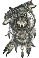 wolf dreamcatcher with butterflies clock mechanism intertwined  tattoo design idea