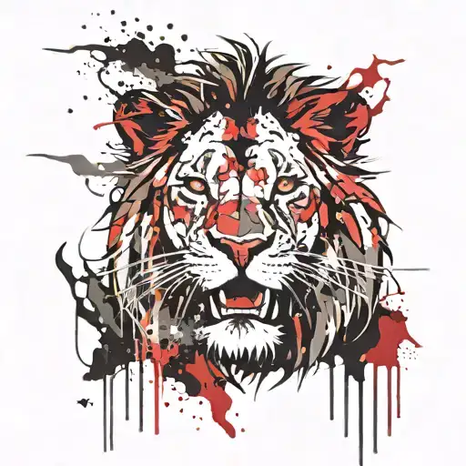 Lion roaring with lightning and a symbol of strength  tattoo design idea