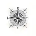 old clock roses and compass tattoo design idea