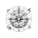 old clock roses and compass tattoo design idea