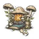 Books and Mushrooms and sheet ghost tattoo design idea