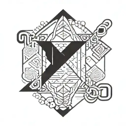 Incorporate traditional Nigerian currency symbols into a geometridesign tattoo design idea