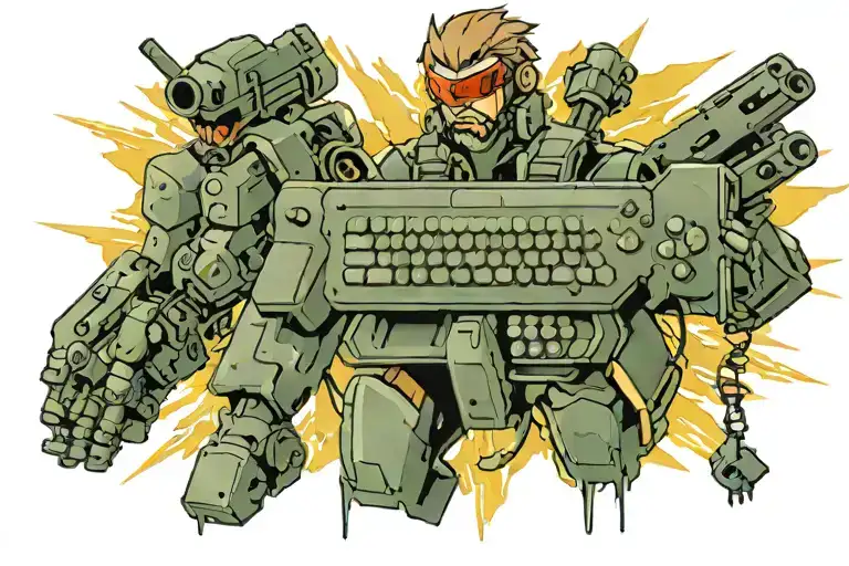 keyboard transforming metal gear solid tattoo design idea