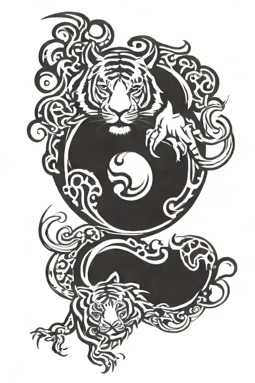 tiger yin yang tattoo design idea