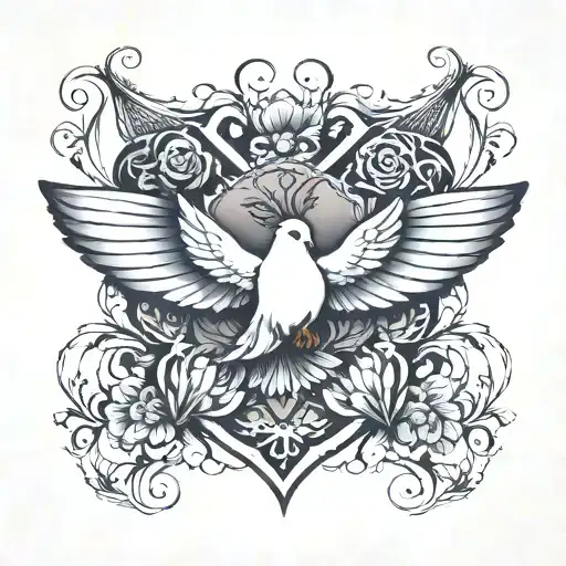 Dove butterfly heart tattoo design idea