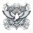 Dove butterfly heart tattoo design idea