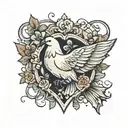 Dove butterfly heart tattoo design idea