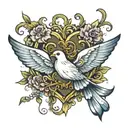 Dove butterfly heart tattoo design idea