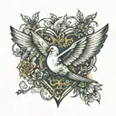 Dove butterfly heart tattoo design idea