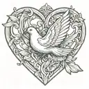 Dove butterfly heart intertwined tattoo design idea