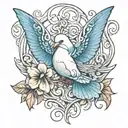 Dove butterfly heart intertwined tattoo design idea