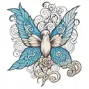 Dove butterfly heart intertwined tattoo design idea
