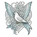 Dove butterfly heart intertwined tattoo design idea