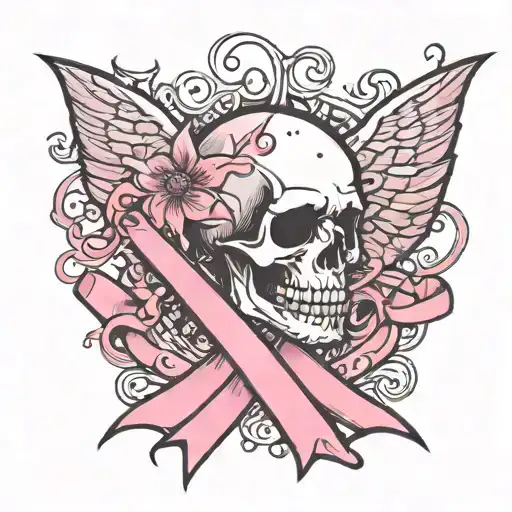 Fuck Cancer with a pink ribbon  tattoo design idea