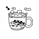A minimalist bubble tea cup with a tiny airplane flying out of it, symbolizing the client's love for travel and bubble tea. tattoo design idea