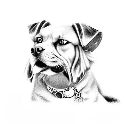 A portrait of Ozzy Osbourne with a mix of dog and cat features, symbolizing your love for animals and music tattoo design idea