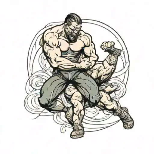 wrestler grappling tattoo design idea