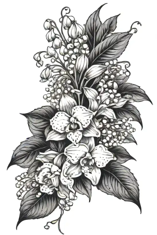 lily of the valley, roses, african violet  tattoo design idea