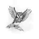 owl flying tattoo design idea