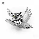 owl flying tattoo design idea