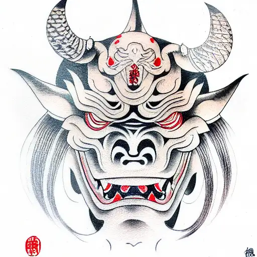 Oni Mask tattoo design idea