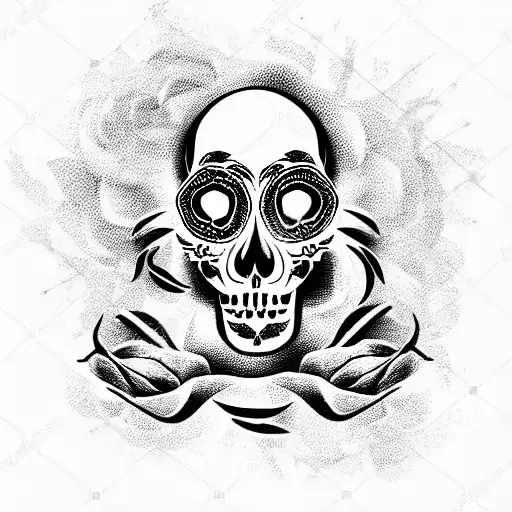 Skull and Roses tattoo design idea