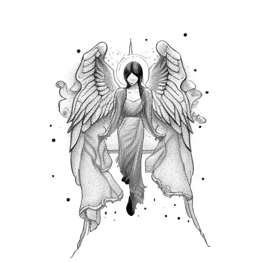 angel falling tattoo design idea