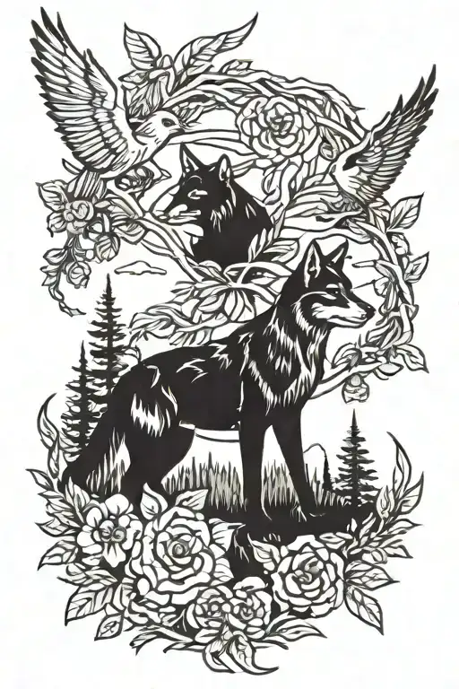 forrest animals quarter sleeve tattoo design tattoo design idea