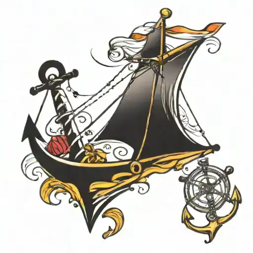 anchor and a kite flying tattoo design idea