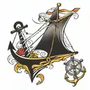 anchor and a kite flying tattoo design idea