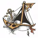 anchor and a kite flying tattoo design idea