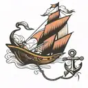 anchor and a kite flying tattoo design idea