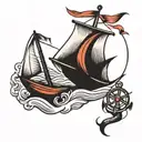 anchor and a kite flying tattoo design idea