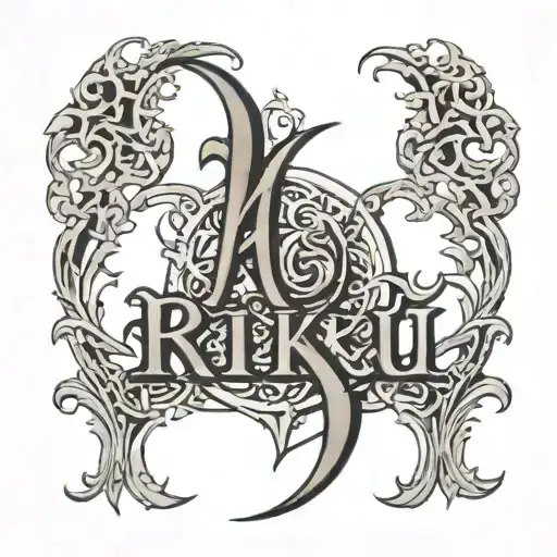 RIKU name in gothic letters tattoo design idea