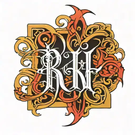 RIKU name in gothic letters only letters tattoo design idea