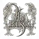 RIKU name in gothic letters tattoo design idea