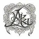 RIKU name in gothic letters tattoo design idea