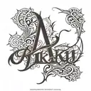 RIKU name in gothic letters tattoo design idea
