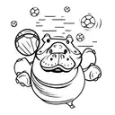 female hippo playing football tattoo design idea