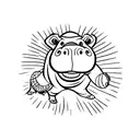 female hippo playing football tattoo design idea