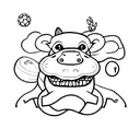 female hippo playing football tattoo design idea