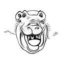 female hippo playing football tattoo design idea