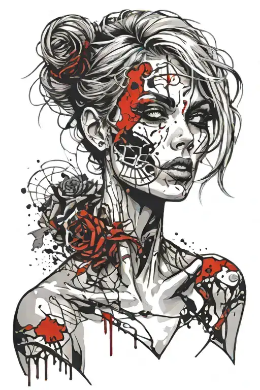 zombie woman posing tattoo design idea