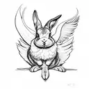 bunny with wings tattoo design idea