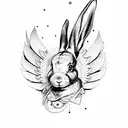 bunny with wings tattoo design idea